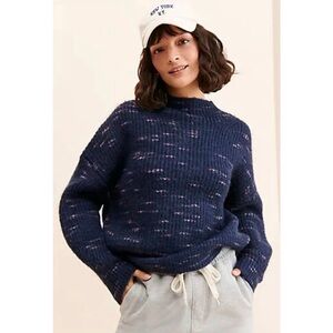 Varley Navy Blue Albion Knit Mock Neck Sweater Women’s XL wool blend NWT